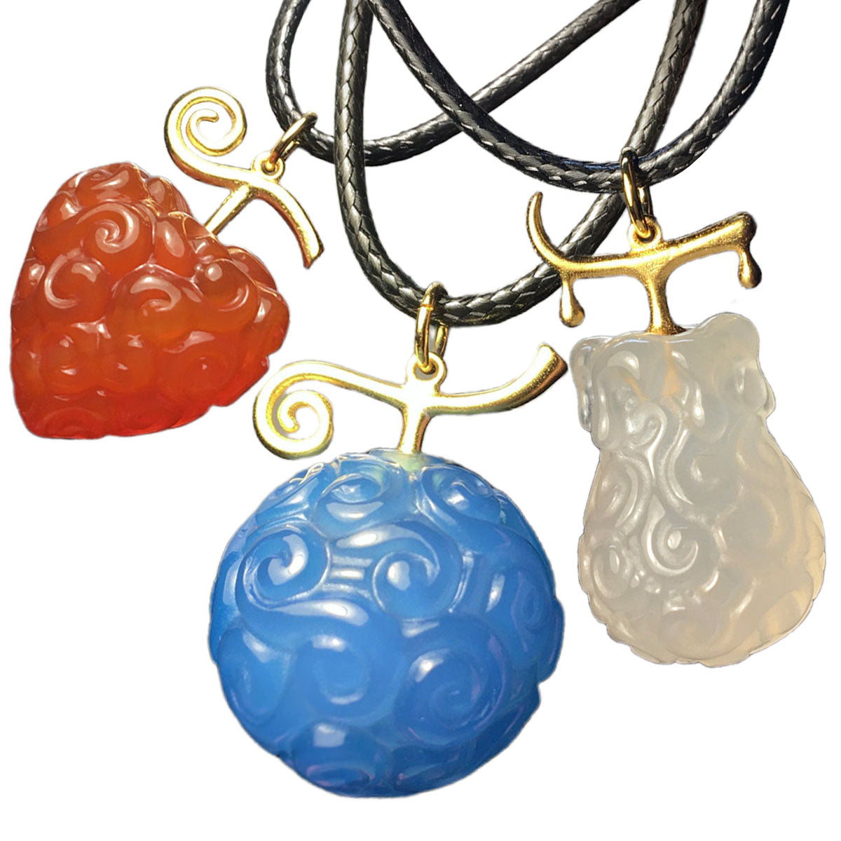 Luffy Handmade natural agate Demon fruit necklace pendant set