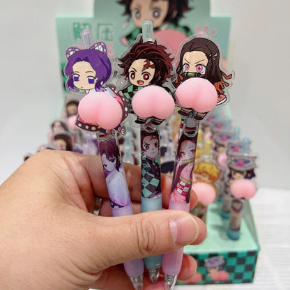 Kamado Tanjirou Cartoon Butt Pen Decompression Pinching Pen Cute Students Press Neuter Pen