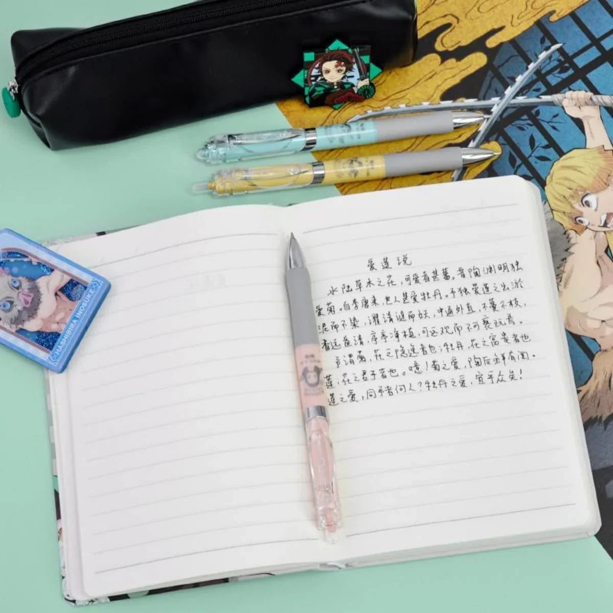 Tanjirou/Nezuko Stationery Set Gift Pack Pen Press Neutral Pen Book sticker High appearance Level Gift Box