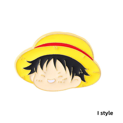 Luffy/Zoro/Sanji alloy skull mark straw hat cartoon badge brooch