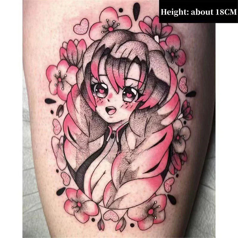 Tanjirou/Nezuko/Zenitsu/Inosuke stick a thigh waterproof flower arm tattoo tattoo paste