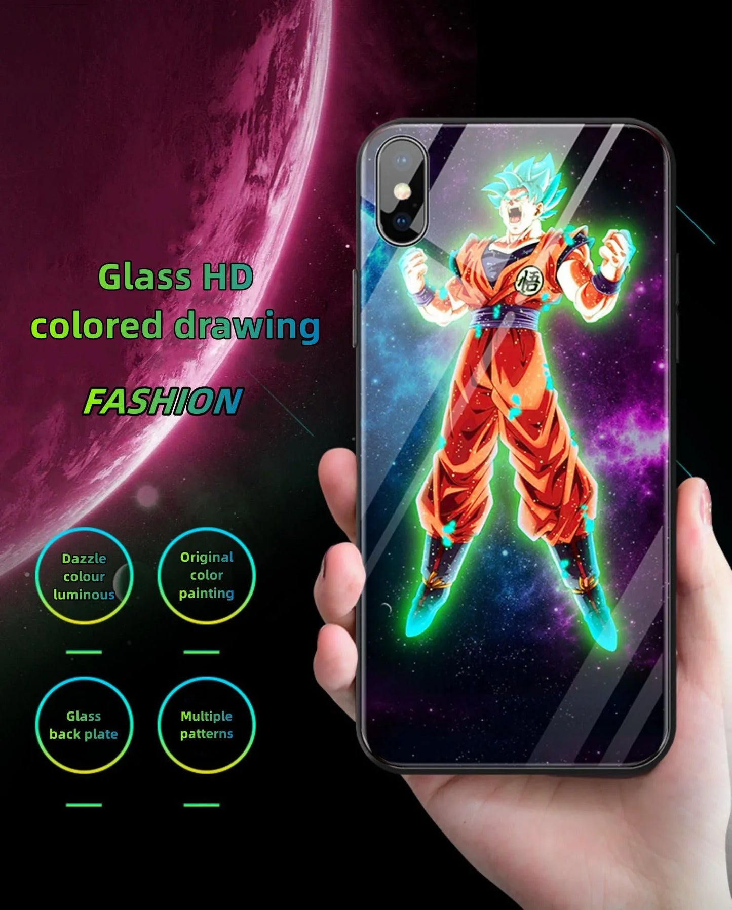 Son Goku handsome cartoon ntelligence 4 color flash creative phone case