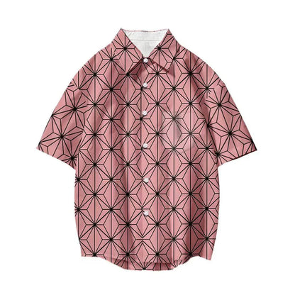 Tanjirou/Nezuko Shirt Summer new loose shirt COS printed shirt Youth casual trend all-matching shirt