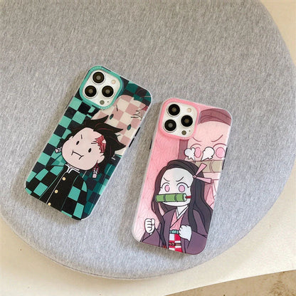 Tanjirou/Nezuko Apple exquisite Trend Silicone Anti-collision phone case