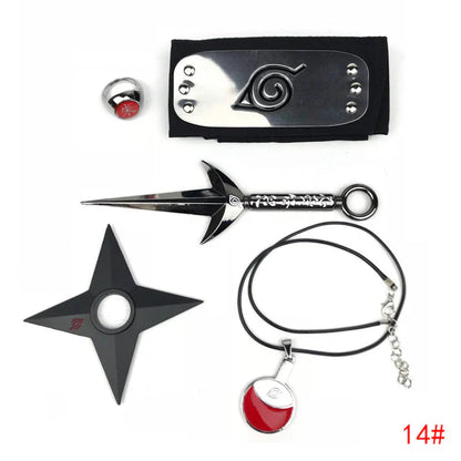 Sasuke1:1 metal kunaishuriken ring headband necklace suit