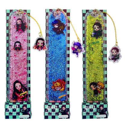 Tanjirou/Nezuko/Giyuu Lovely ruler for primary school children straight ruler hanging pendant quicksand ruler