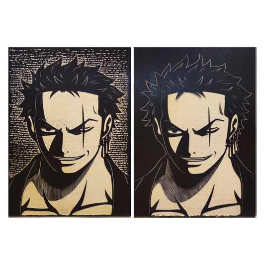 Roronoa Zoro figures carved wood paintings