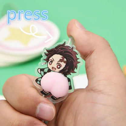 Kamado Tanjirou Cartoon Butt Pen Decompression Pinching Pen Cute Students Press Neuter Pen