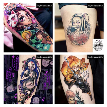 Tanjirou/Nezuko/Zenitsu/Inosuke stick a thigh waterproof flower arm tattoo tattoo paste