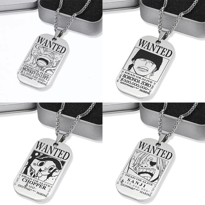 Luffy/Zoro/Nami/Sanji Titanium Character Bounty Necklace