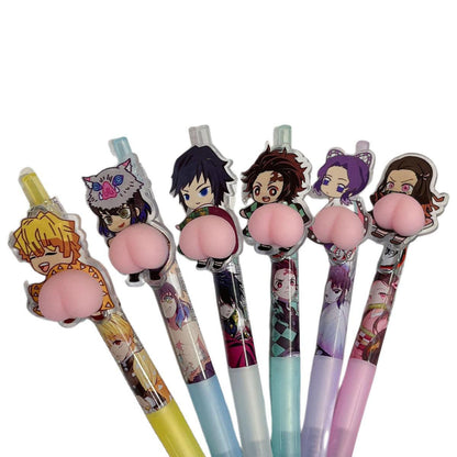 Kamado Tanjirou Cartoon Butt Pen Decompression Pinching Pen Cute Students Press Neuter Pen