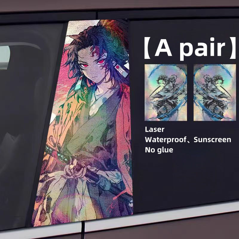 Tanjirou/Nezuko Car column character decoration laser stickers