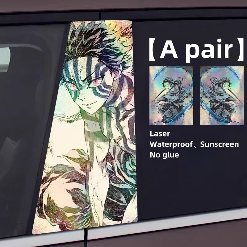 Tanjirou/Nezuko Car column character decoration laser stickers