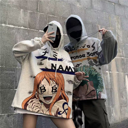 Zoro/Nami character modeling handsome cool cartoon Couples Hoodie