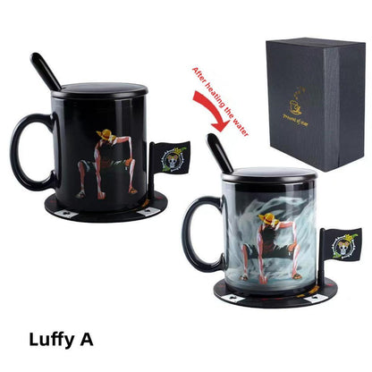 Luffy/Zoro ceramic cup that changes color when exposed to heat