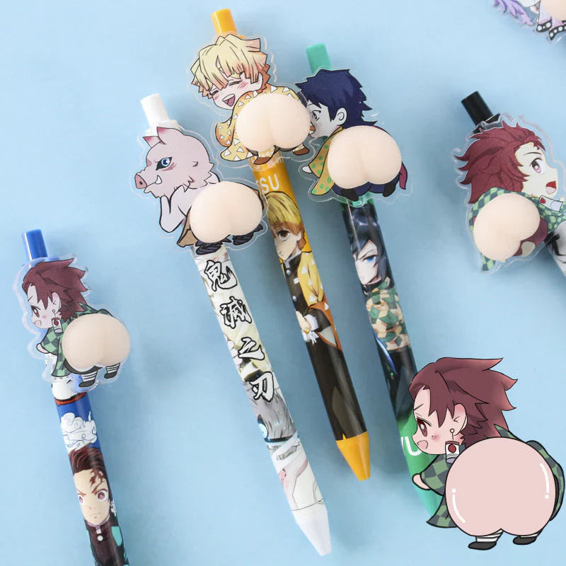 Kamado Tanjirou Cartoon Butt Pen Decompression Pinching Pen Cute Students Press Neuter Pen