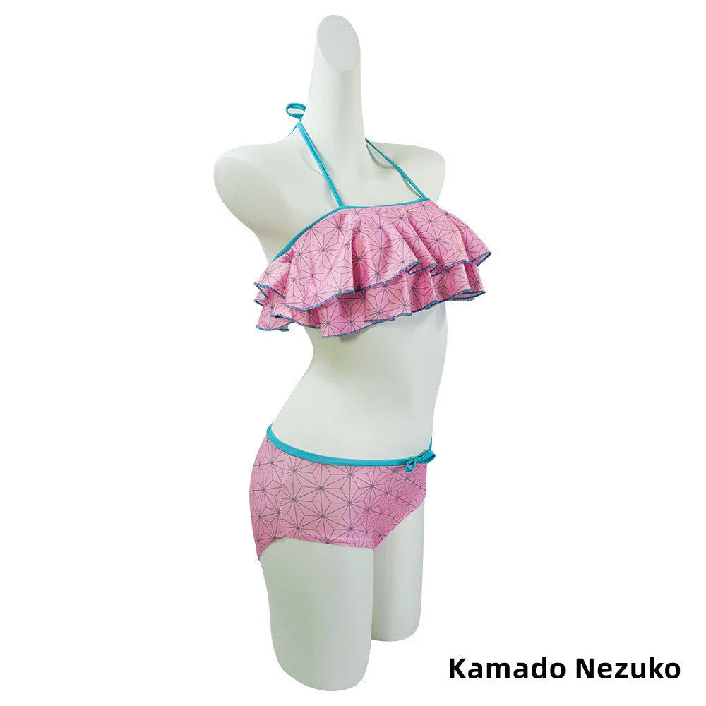 Nezuko/Tanjirou/Zenitsu/Giyuu Cosplay lovely sexy woman bikini swimwear