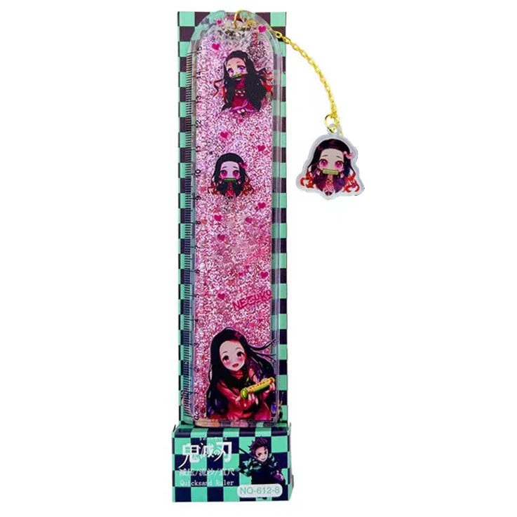 Tanjirou/Nezuko/Giyuu Lovely ruler for primary school children straight ruler hanging pendant quicksand ruler