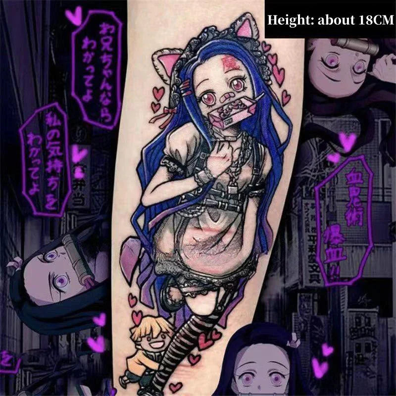 Tanjirou/Nezuko/Zenitsu/Inosuke stick a thigh waterproof flower arm tattoo tattoo paste