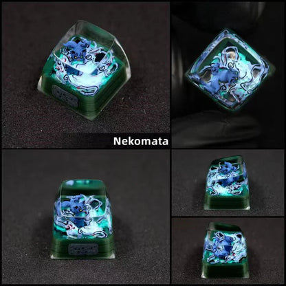 Shuukaku/Kurama/Sharingan handmade transparent resin keycap