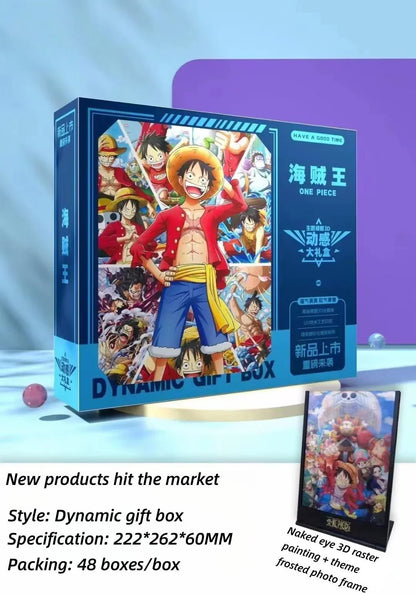 Gift boxes with various exquisite gifts related to SPY×FAMILY, One Piece, Uzumaki.