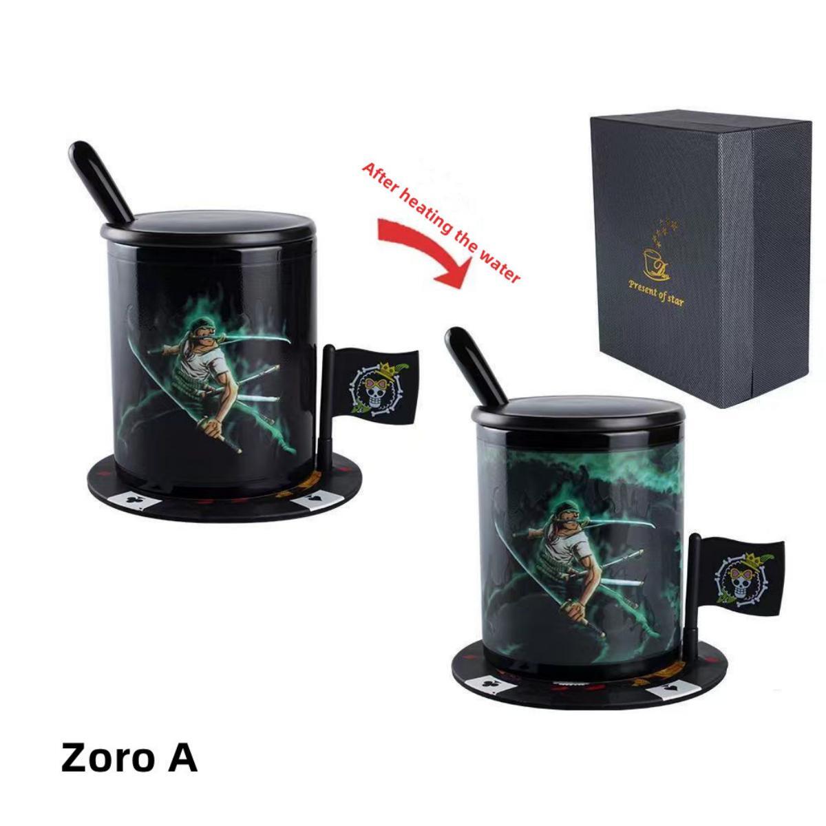 Luffy/Zoro ceramic cup that changes color when exposed to heat