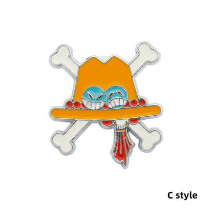 Luffy/Zoro/Sanji alloy skull mark straw hat cartoon badge brooch