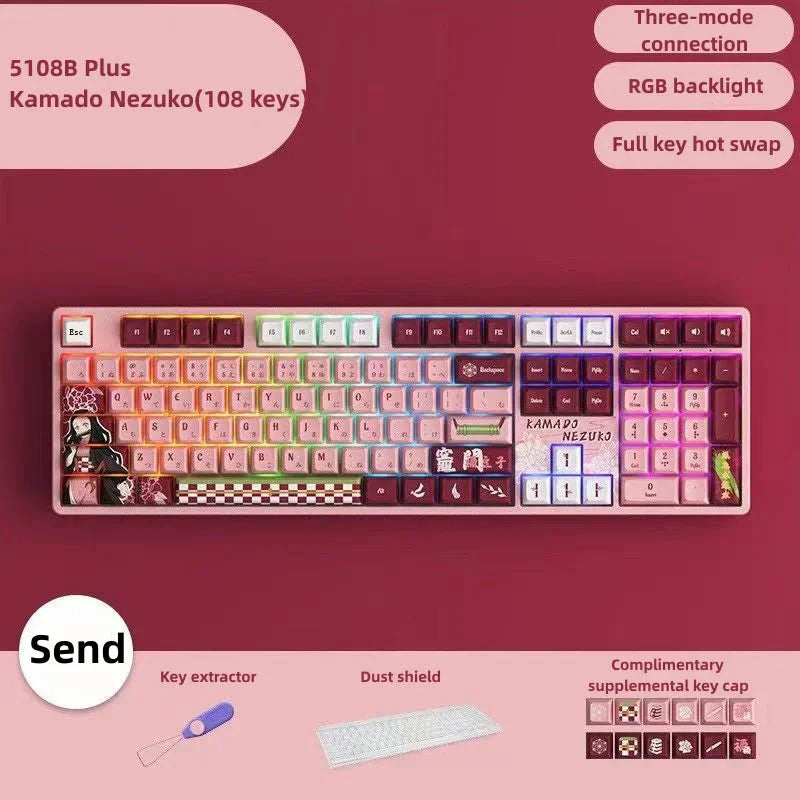 Tanjirou/Nezuko Mechanical Keyboard Three-mode wireless RGB backlit gaming esports Keyboard