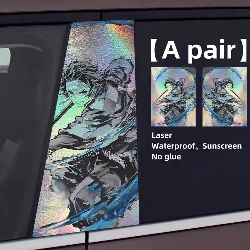 Tanjirou/Nezuko Car column character decoration laser stickers