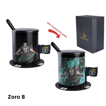 Luffy/Zoro ceramic cup that changes color when exposed to heat