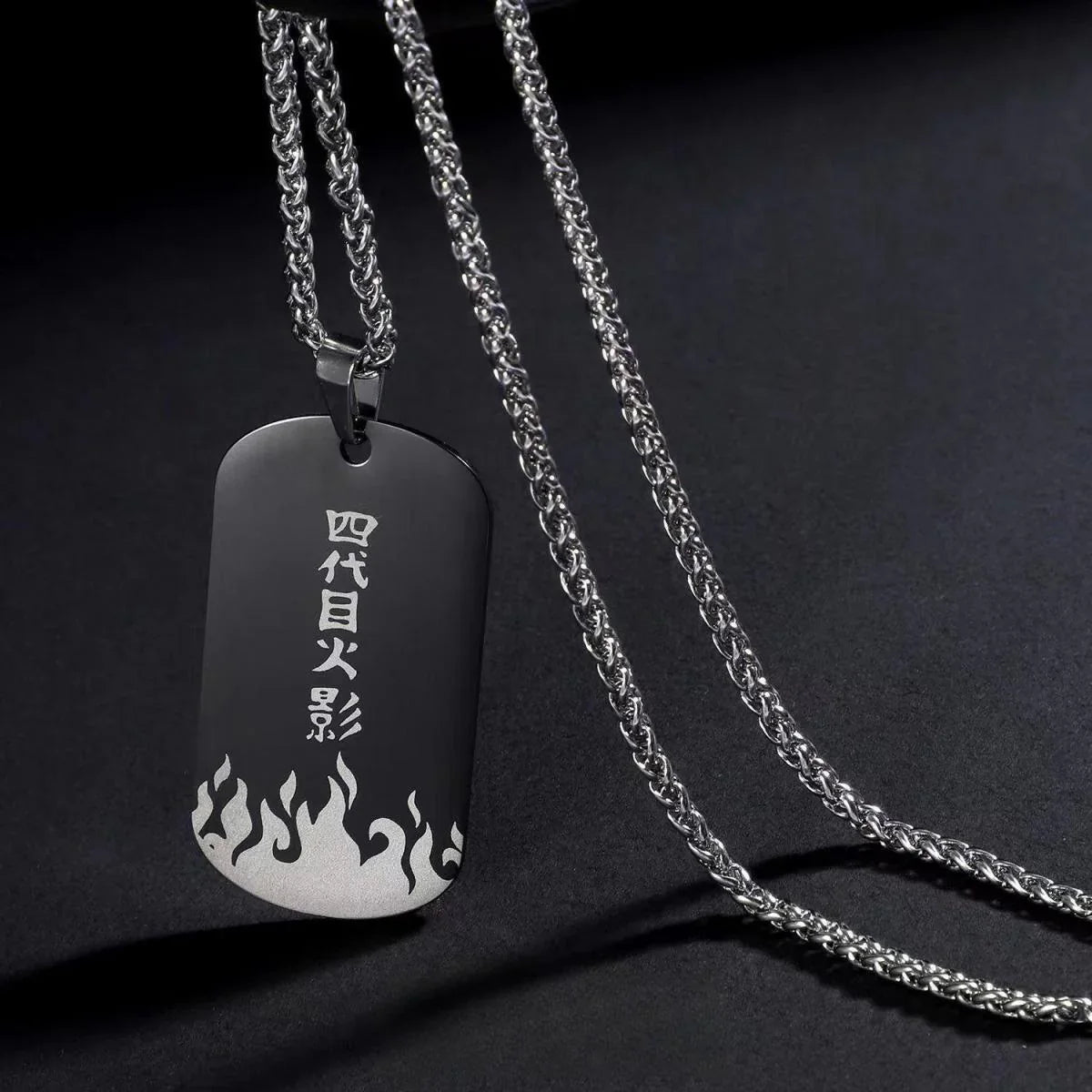 Uzumaki/Sasuke/Kakashi Ninja series handsome necklace with black finish.