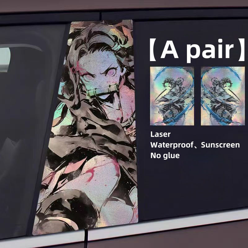 Tanjirou/Nezuko Car column character decoration laser stickers