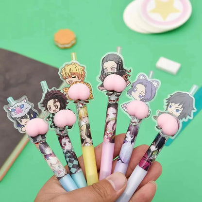 Kamado Tanjirou Cartoon Butt Pen Decompression Pinching Pen Cute Students Press Neuter Pen