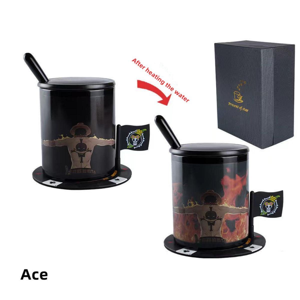 Luffy/Zoro ceramic cup that changes color when exposed to heat