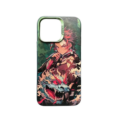 Super handsome cool phone cases with Kamado Tanjirou and Rengoku Kyoujurou patterns