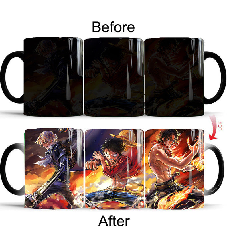 Luffy/Zoro/Chopper ceramic cup that changes color when exposed to heat