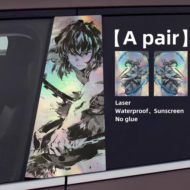 Tanjirou/Nezuko Car column character decoration laser stickers