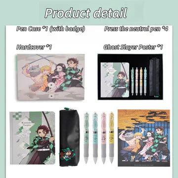 Tanjirou/Nezuko Stationery Set Gift Pack Pen Press Neutral Pen Book sticker High appearance Level Gift Box