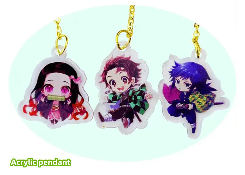 Tanjirou/Nezuko/Giyuu Lovely ruler for primary school children straight ruler hanging pendant quicksand ruler